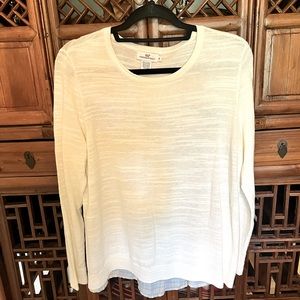 VINEYARD VINES PULLOVER SWEATER / WHITE FRONT  BLUE PLAID BACK ~ SIZE MEDIUM